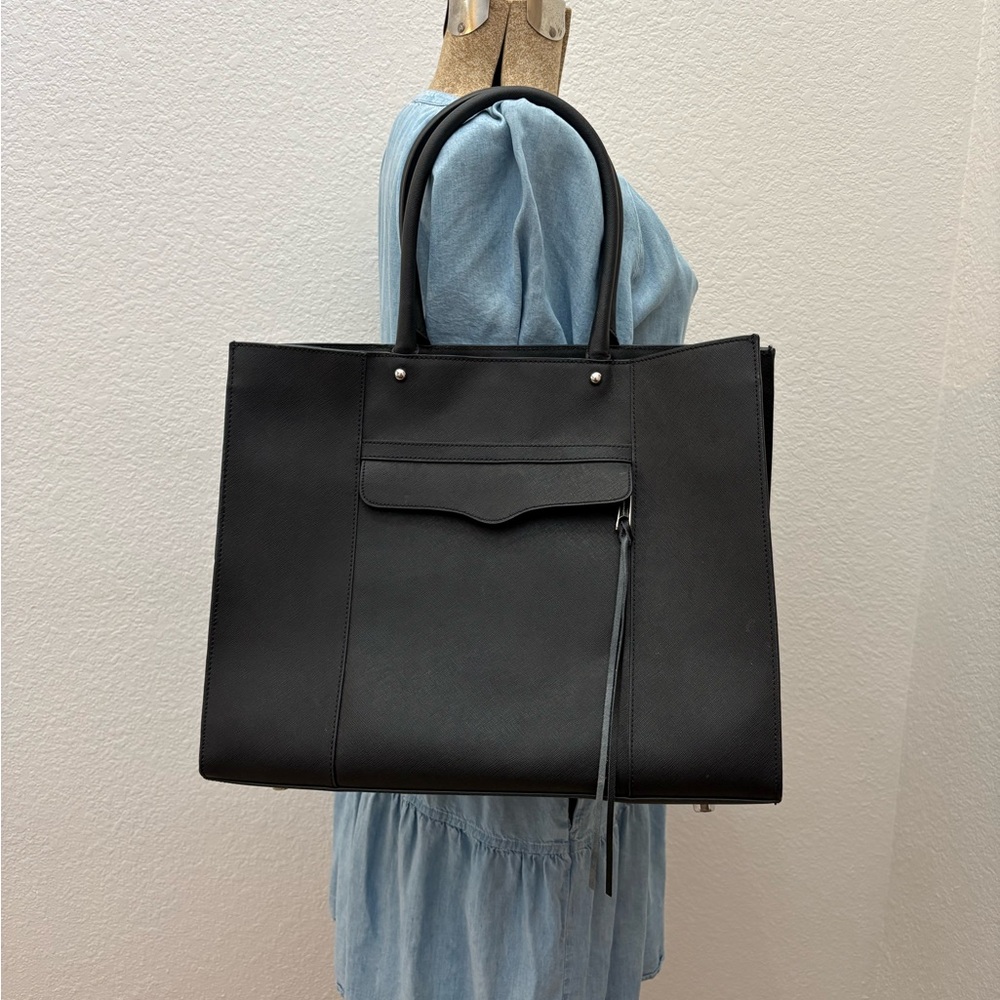 Rebecca Minkoff Saffiano Leather Large MAB Black Tote Bag